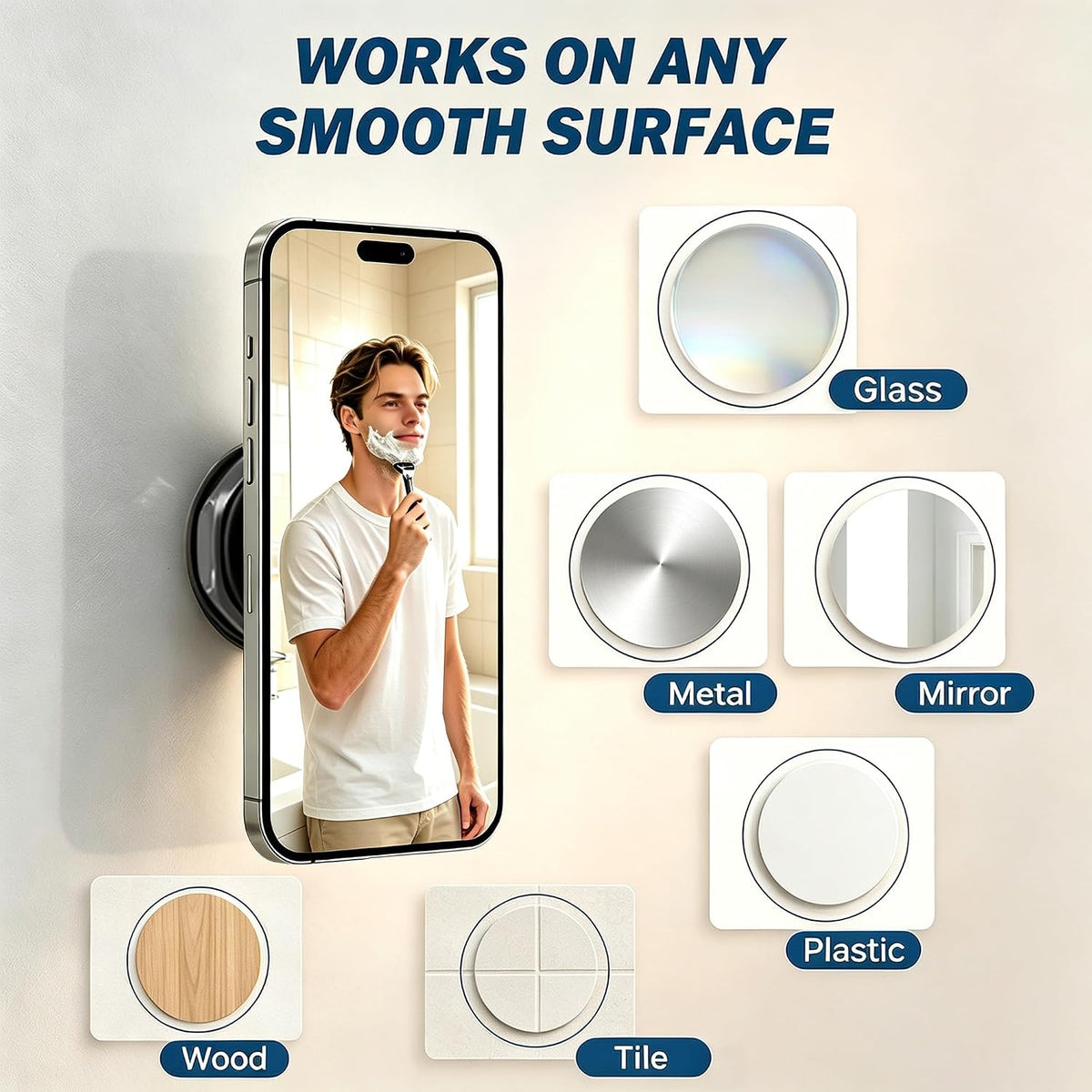Magnetic Shower & Wall Phone Holder, Adjustable for Vlog Live TV